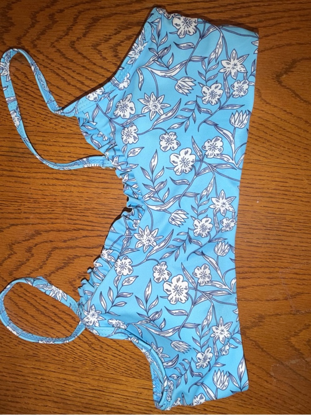 Blue Floral Bikini Top